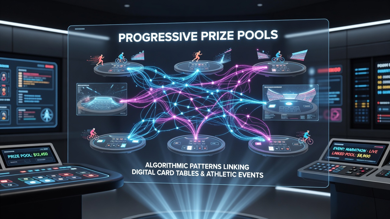 Mobile screen displaying algorithmic synchronization between card game prize pools and sports event prediction interfaces