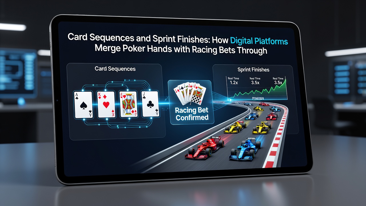 Infographic illustrating tiered incentive levels linking poker sequences to racing bet rewards