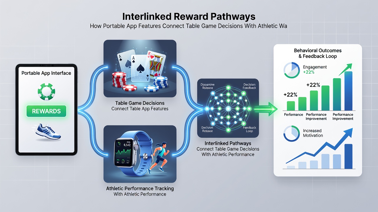 Illustration of reward pathways flowing between sports bets, table games, and slot progressives on a smartphone screen