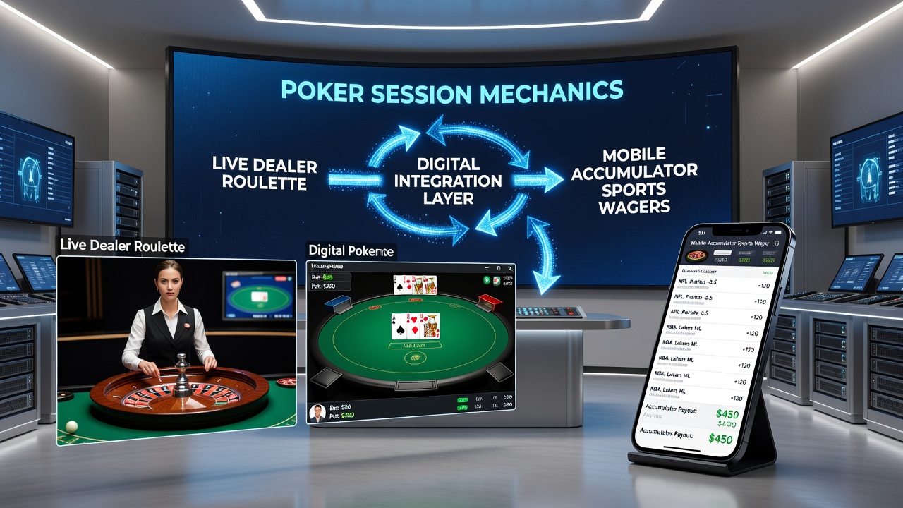 Mobile screen displaying accumulator bet with roulette multiplier applied from poker session