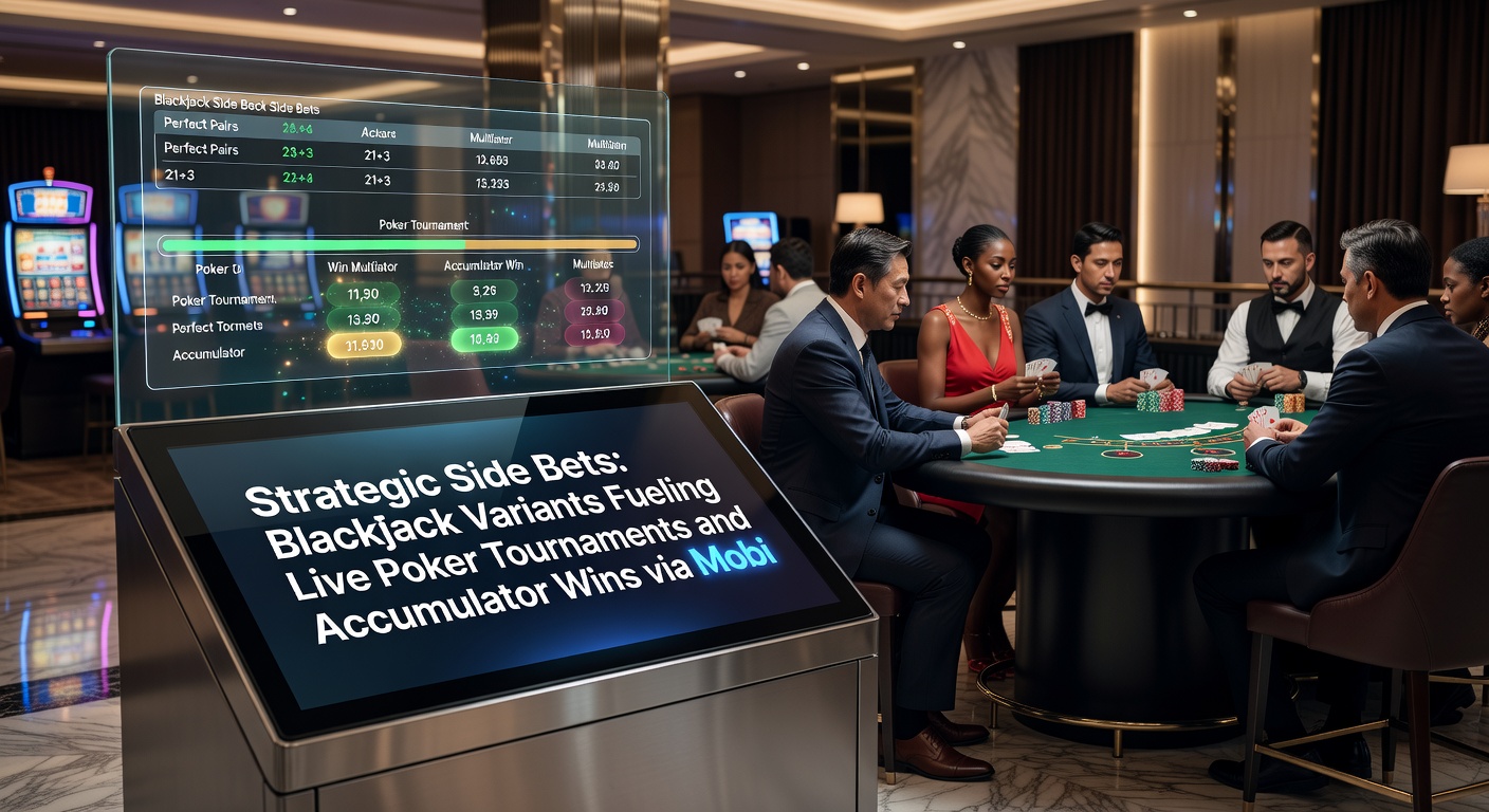 Mobile screen showing accumulator bets linking blackjack jackpots to live poker tournament leaderboards, with jackpot meters climbing
